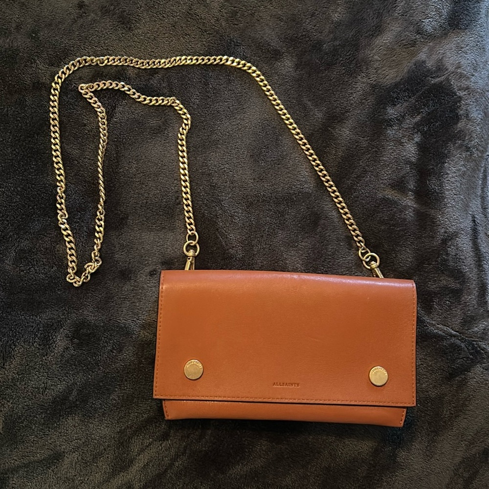 All Saints Brown Leather Clutch